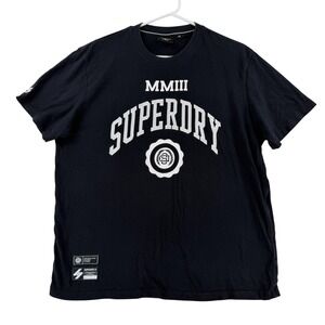 Superdry Shirt Mens Medium Black MMIII Crest Logo Graphic Tee‎ T-Shirt Front